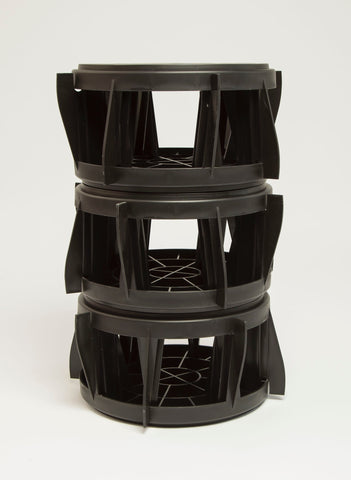 The Original Bucket Stool™ was designed to nest for compact storage. Six Bucket Stools™ pictured together.